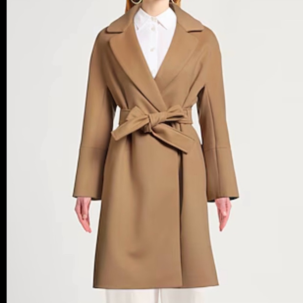 Cinzia Rocca Made in Italy Camel Wool Angora Cashgora Belted Wrap Coat US 12